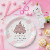Pink Winter Christmas Tree Santa Baby Dusche Pappteller (Party)