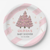 Pink Winter Christmas Tree Santa Baby Dusche Pappteller (Vorderseite)