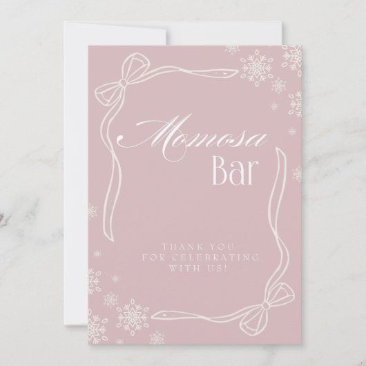 Pink Winter Coquette "Momosa" Mimosa Bar Einladung (Vorderseite)