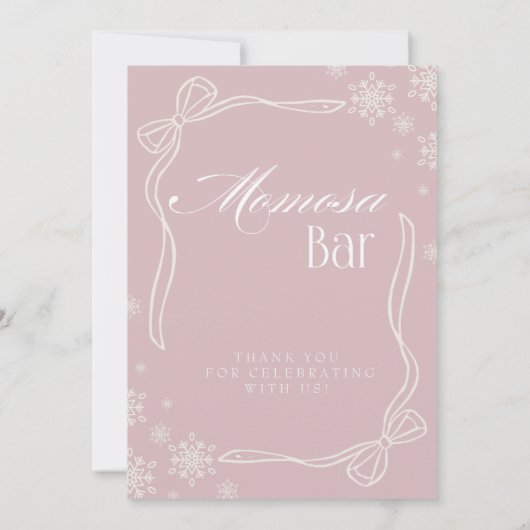 Pink Winter Coquette "Momosa" Mimosa Bar Einladung (Rückseite)