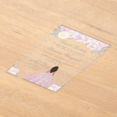 Pink Winter Dark Skin Princess 16 . Geburtstag Acryleinladungen (Ablage )