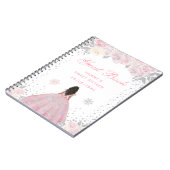 Pink Winter Dark Skin Princess 16 . Geburtstag Notizblock (Linke Seite)