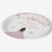 Pink Winter Dark Skin Princess 16 . Geburtstag Pappteller (Schrägansicht)