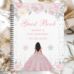 Pink Winter Dark Skin Prinzessin Geburtstagsfeier Notizblock