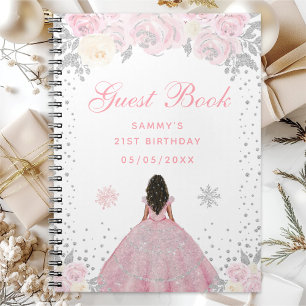 Pink Winter Dark Skin Prinzessin Geburtstagsfeier Notizblock