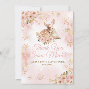 Pink Winter Dei a Girl Baby Dusche Dankeskarte