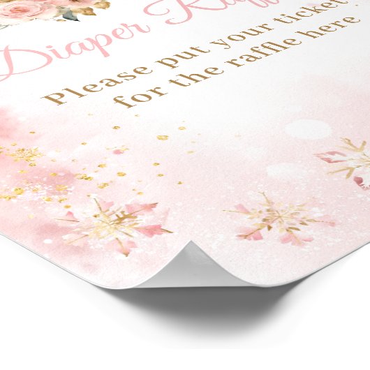 Pink Winter Dei a Girl Baby Dusche Windel Poster (Ecke)