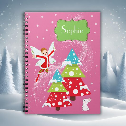 Pink Winter Fairy Individuelle Name Notebook Notizblock