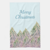 Pink Winter Forest Tree Wasserfarbe Weihnachten Geschirrtuch (Vertikal)