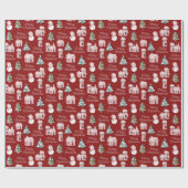 Pink Winter Hütte Pine Trees Weihnachten Geschenkpapier (Flach)