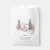 Pink Winter Hütte Weihnachten Geschenktütchen (Vorderseite)