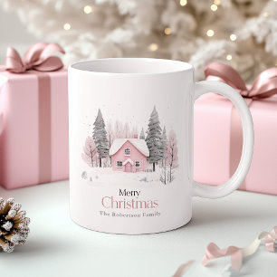 Pink Winter Hütte Weihnachten Kaffeetasse