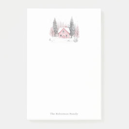 Pink Winter Hütte Weihnachten Post-it Klebezettel