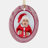 Pink Winter Kardinal Baby Personalisiertes Foto Keramik Ornament (Rechts)