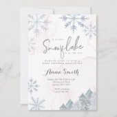 Pink Winter kleine Schneeflocke ist unterwegs Einladung (Vorderseite)