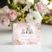 Pink Winter Niedlich Bär The Girl Baby Dusche Dankeskarte