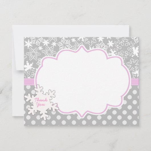 Pink WInter Onderland Wonderland Danke Karte (Vorderseite)