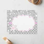 Pink WInter Onderland Wonderland Danke Karte (Vorderseite/Rückseite Beispiel)