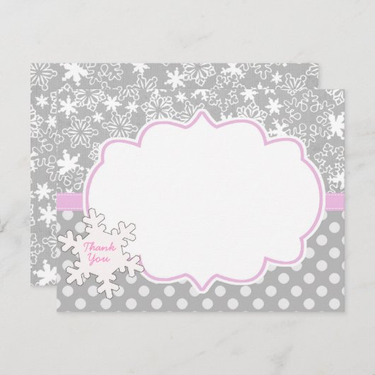 Pink WInter Onderland Wonderland Danke Karte (Vorne/Hinten)