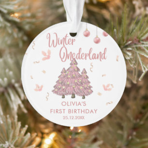 Pink Winter ONEderland 1. Geburtstag Weihnachtsbau Ornament