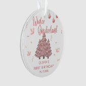 Pink Winter ONEderland 1. Geburtstag Weihnachtsbau Ornament (Vorderseite)