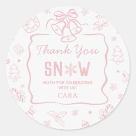 Pink Winter Onederland Birthday Party Runder Aufkleber