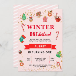 Pink Winter Onederland Erster Geburtstag Einladung