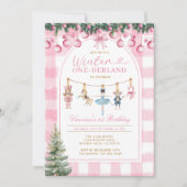 Pink Winter Onederland Girl Nutcracker Birthday  Einladung (Vorderseite)