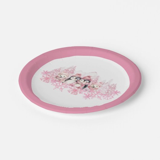 Pink Winter ONEderland Papierplatte Pappteller (Schrägansicht)
