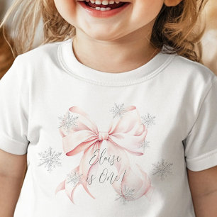 Pink Winter Onederland Silver 1. Geburtstag Baby T-shirt