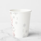 Pink Winter Onederland Silver 1. Geburtstag Pappbecher (Links)