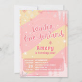 Pink Winter Onederland Silver Glitter 1st Birthday Einladung (Vorderseite)