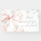 Pink Winter Onederland Silver Glitzer 1. Geburtsta Banner (Horizontal)
