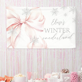 Pink Winter Onederland Silver Glitzer 1. Geburtsta Banner