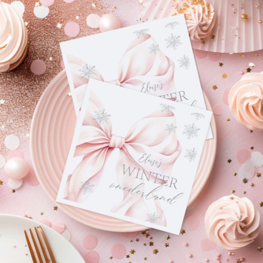 Pink Winter Onederland Silver Glitzer 1. Geburtsta Serviette