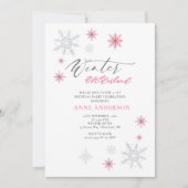 Pink Winter Onederland Snowflakes 1st Birthday Einladung (Vorderseite)