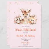 Pink Winter Onederland Woodland Birthday Einladung