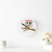 Pink winter owl runde wanduhr (Zuhause)
