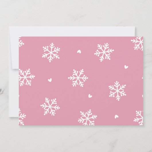 Pink Winter Pinguin Baby Dusche Einladung (Rückseite)