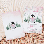 Pink Winter Pinguin Geburtstagsparty Einladung