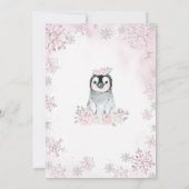 Pink Winter Pinguin Geburtstagsparty Einladung (Rückseite)