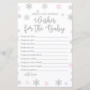 Pink Winter Snowflake Baby Duschgel Game PRINZIERT