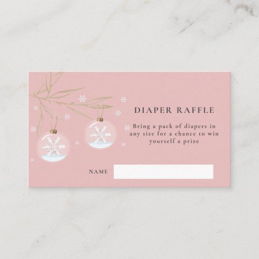 Pink Winter Snowflake Babydusche Windelwindeln Begleitkarte (Vorderseite)