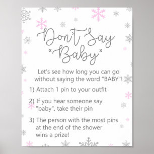 Pink Winter Snowflake Babyduschzeichen Poster