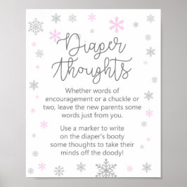 Pink Winter Snowflake Babyduschzeichen Poster