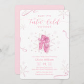 Pink Winter Snowflake Ballerina Baby Shower Einladung (Vorne/Hinten)