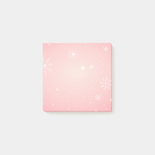 Pink Winter Snowflake Post it Notes Post-it Klebezettel (Vorderseite)