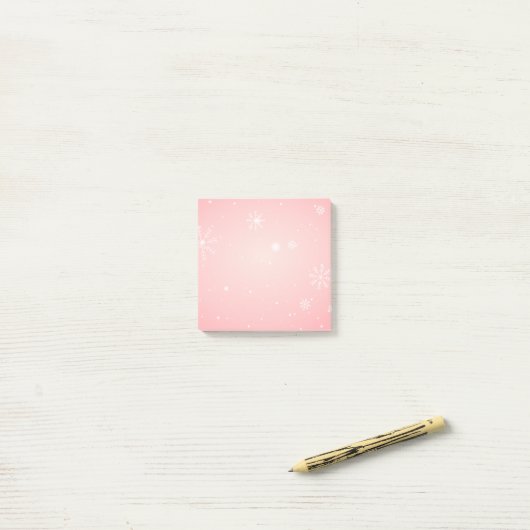 Pink Winter Snowflake Post it Notes Post-it Klebezettel (Auf Schreibtisch)