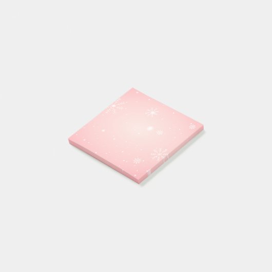 Pink Winter Snowflake Post it Notes Post-it Klebezettel (angewinkelt)