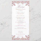 Pink Winter Snowflake Wedding Menükarte (Vorderseite)